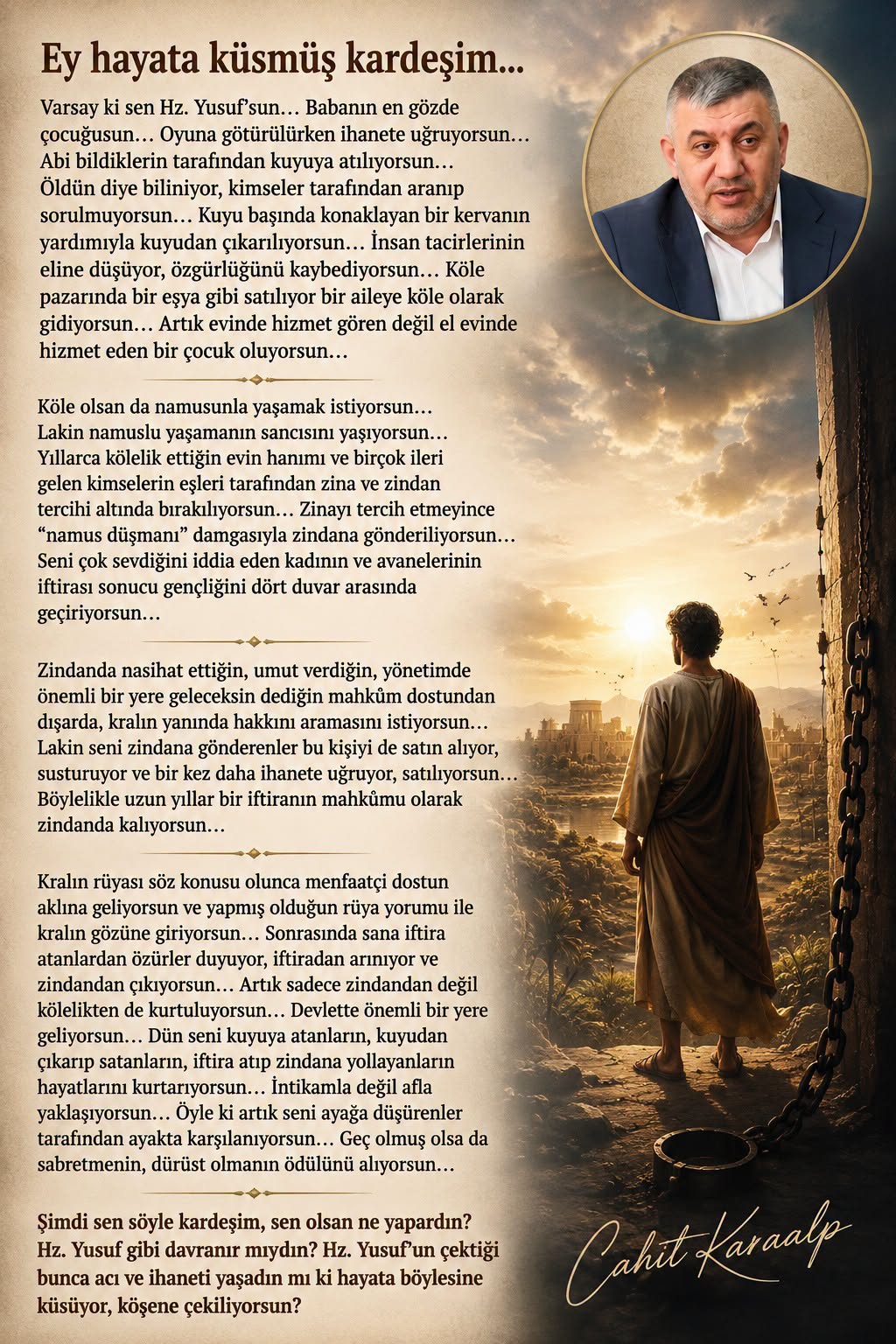 Hayata Küsenlere Hz. Yusuf’tan Bir Sabır ve Umut Dersi